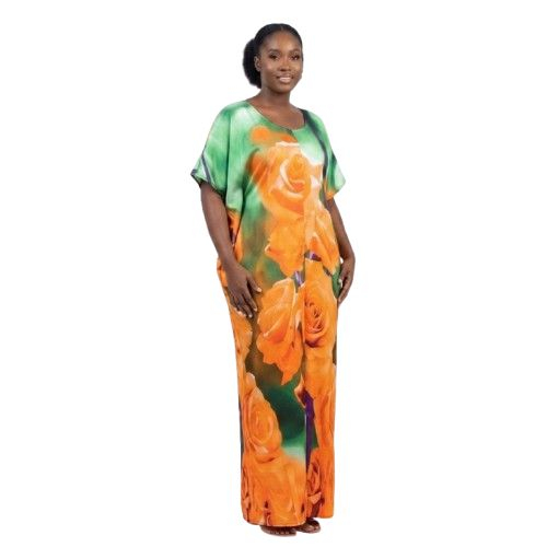 Floral Print Oversized Kaftan Maxi Dress