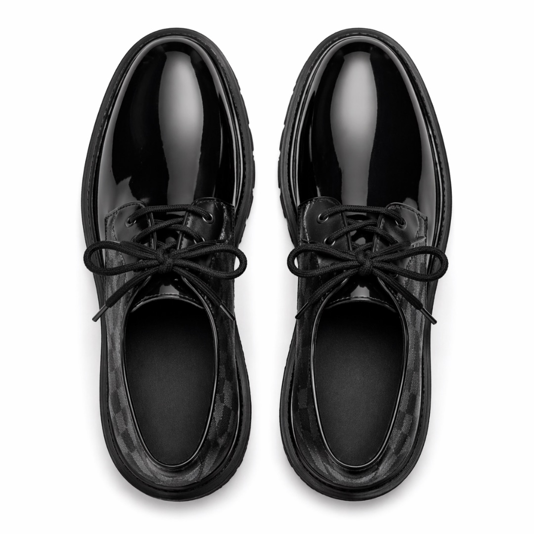 Mens Glossy  Patent Leather Lace Up Shoes