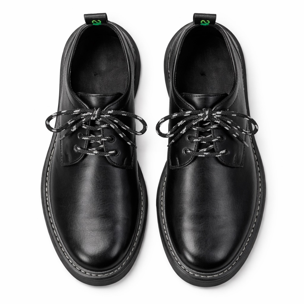 Mens Black Rugged Lace Up Casual Shoes