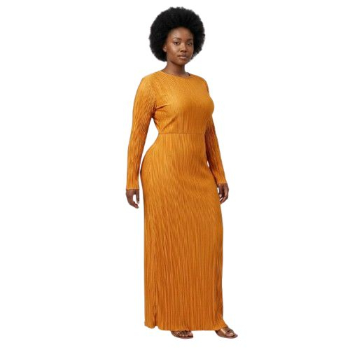 Long Sleeve Crinkle Textured Maxi Dress