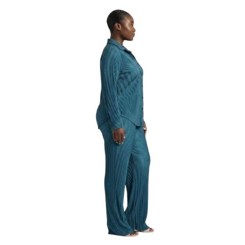 Unisex Pleated deep see green two Piece Set
