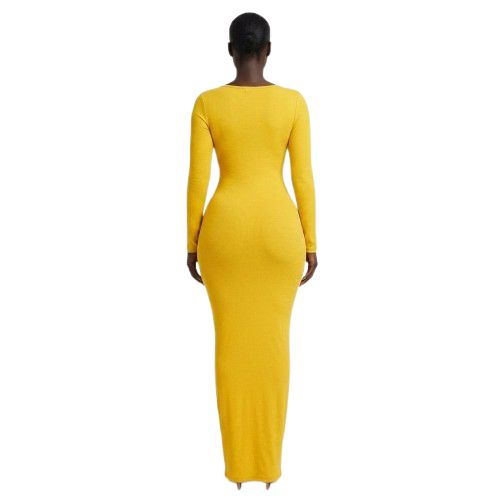 Ribbed Long Sleeve Bodycon Maxi Dress