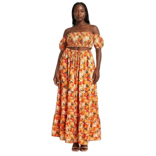 Floral Smocked Off the Shoulder Two Piece Set