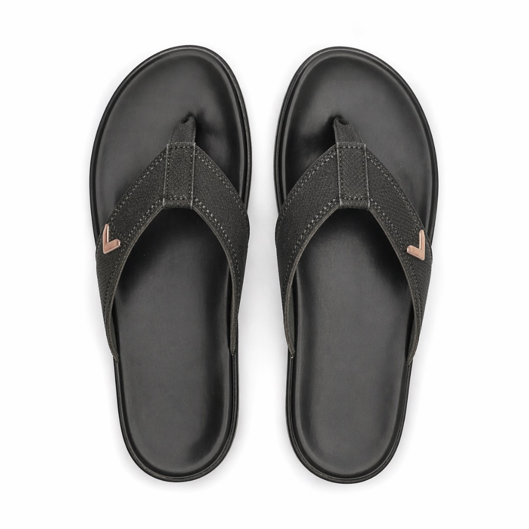 Mens Textured Strap Flip Flop Sandals     Black