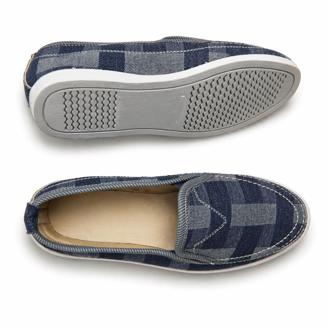 Mens Denim Loafers Silver & Gold