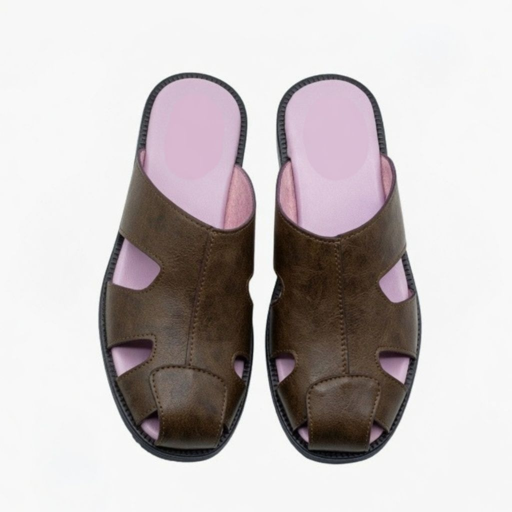 Mens Leather Slippers with Durable Sole