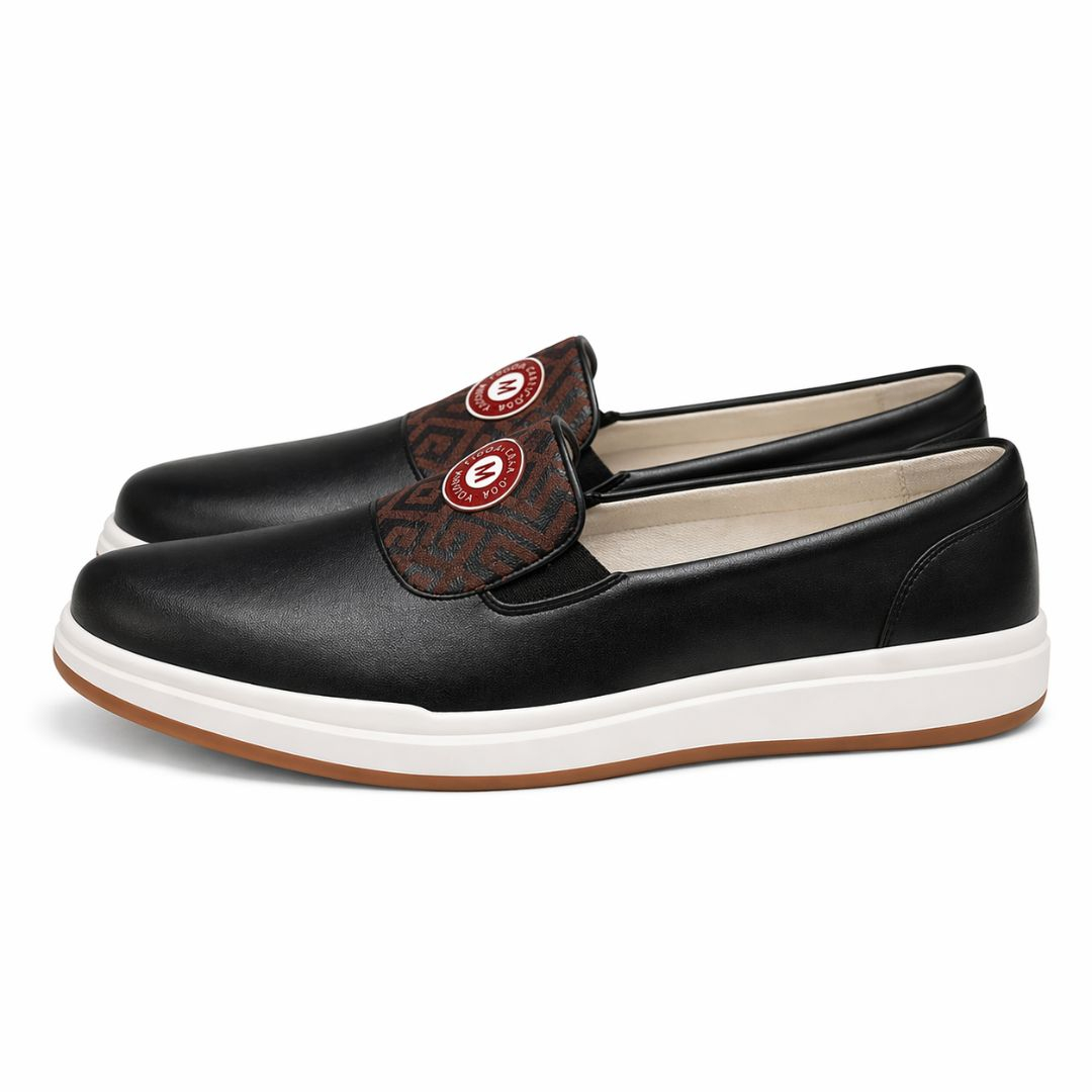 Mens Patterned Leather Slip On Loafers