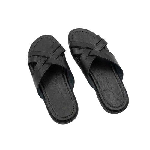 Mens Multi Strap Leather Slide Sandals