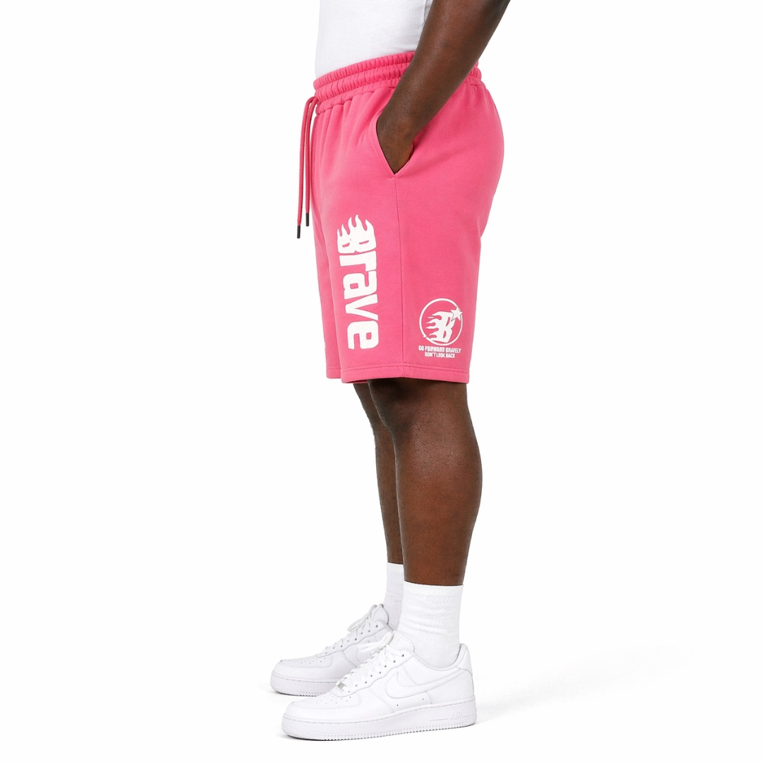Unisex Coral Pink Graphic Sport Shorts  with  Drawstring Waist