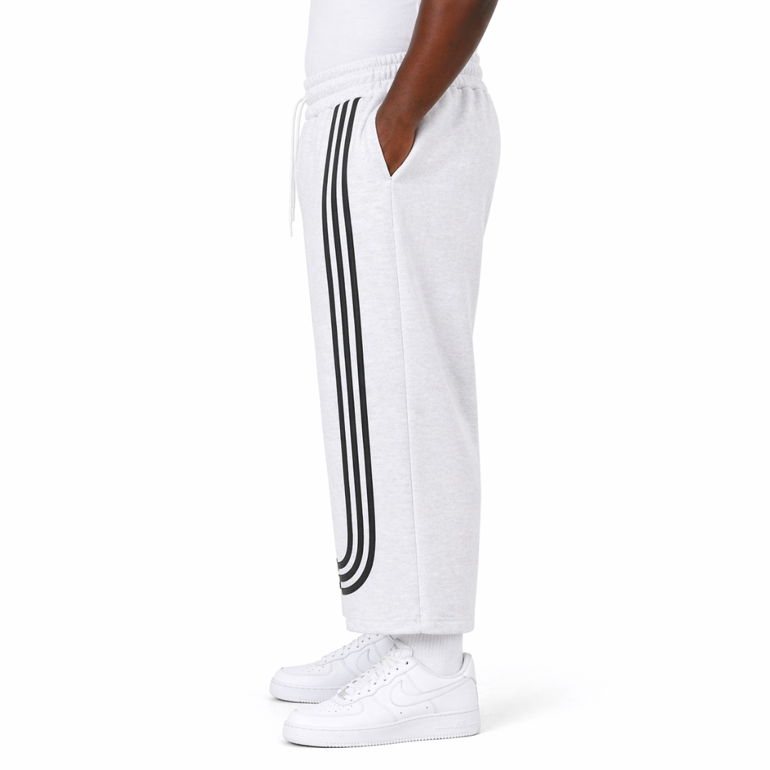 Unisex Light Grey Striped Jogger Pants with Drawstring Waist