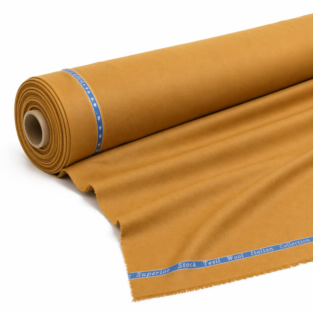 Premium Mustard Wool Blend Fabric Roll