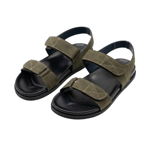 Mens Olive Green Double Strap Utility Sandals