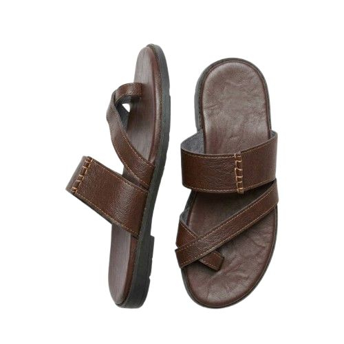 Mens Brown Cross Strap Leather Sandals