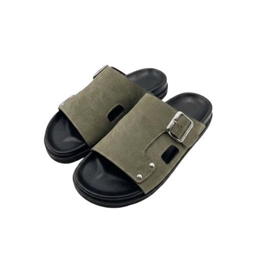 Mens Sage Green Buckle Detail Slides