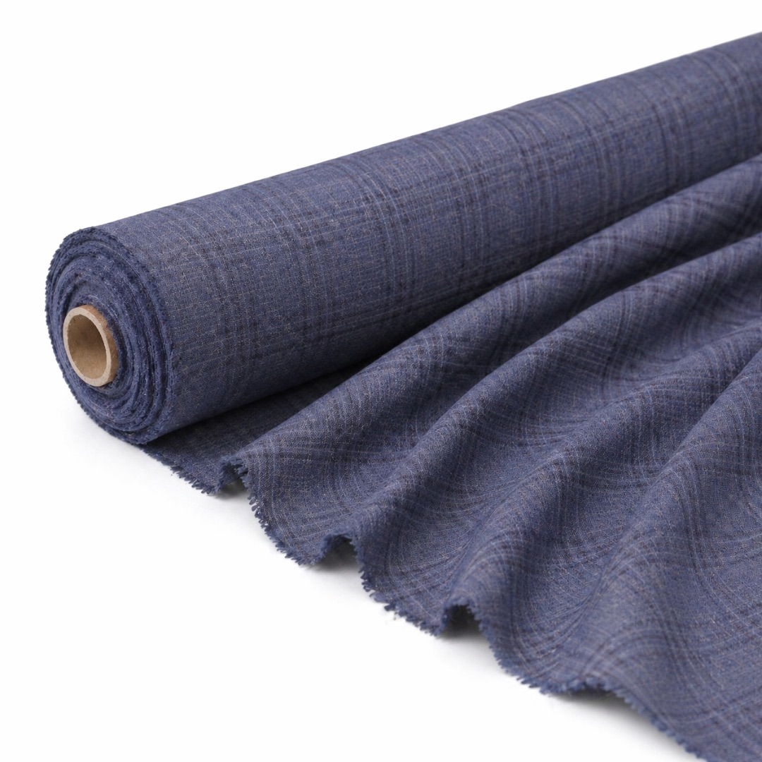 Classic Blue Soft Patterned Check Fabric