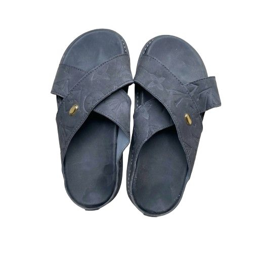 Mens Black Cross Strap Designer Slide Sandals