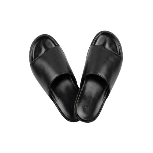 Minimalist Matte Black Slide Sandals