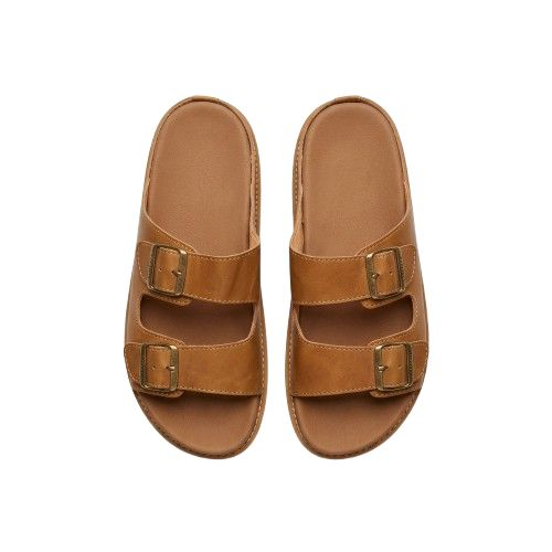 Mens Dual Buckle Comfort Slides