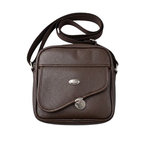 Classic Brown Textured Leather Crossbody Bag