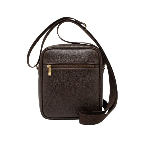 Classic Brown Textured Leather Crossbody Bag