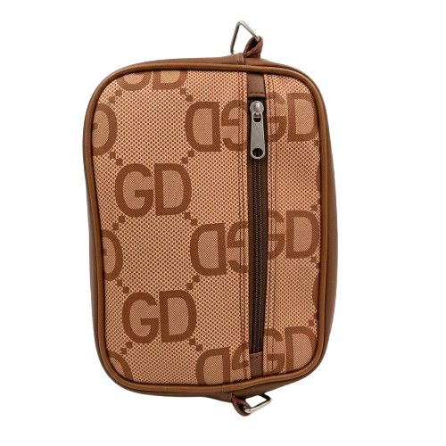 Monogram Pattern Canvas Crossbody Bag with Buckle Details