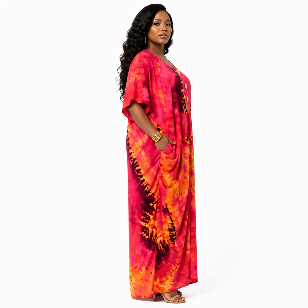 Red Tie Dye  Print  Soft Crepe Fabric
