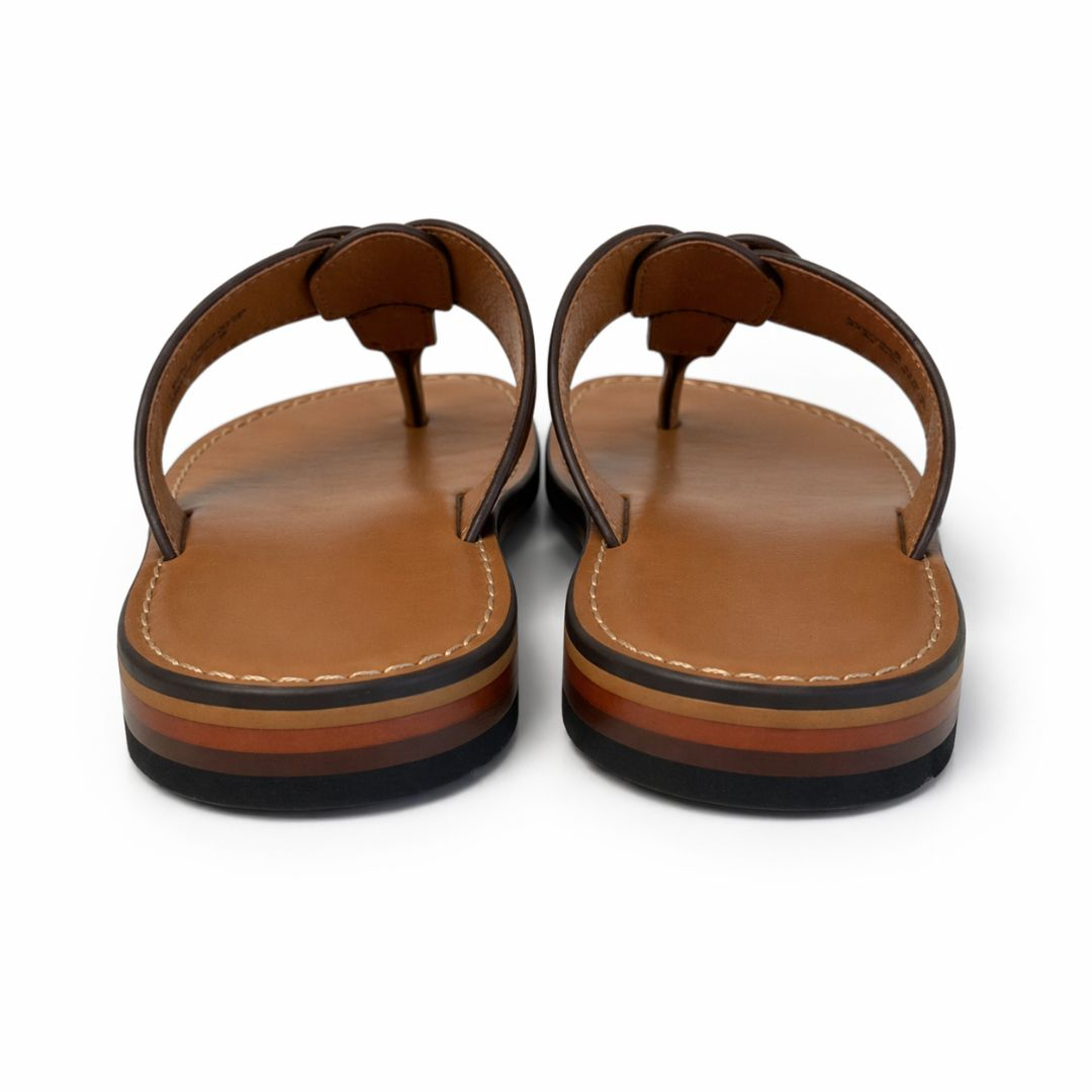 Mens Classic Brown Leather Cross Strap Sandals