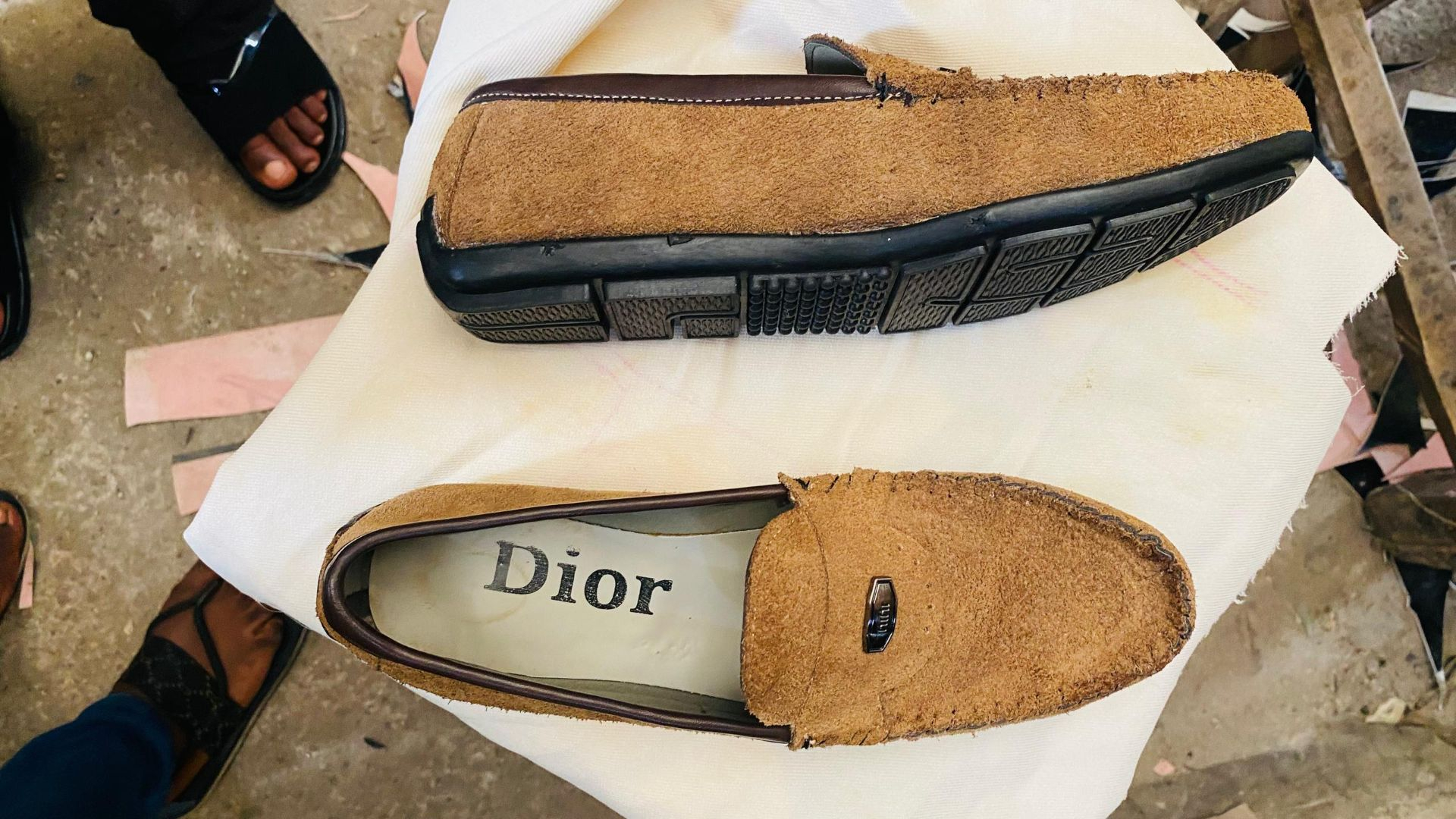 Mens Suede Loafers with Decorative Buckle