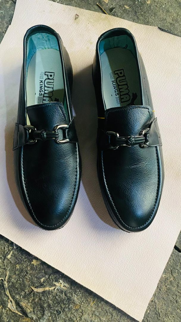 Black Leather Horsebit Driver Loafers