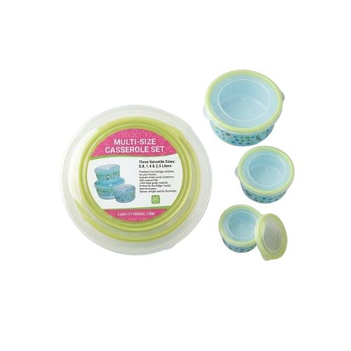 Multi Size Round Plastic Casserole Storage Set