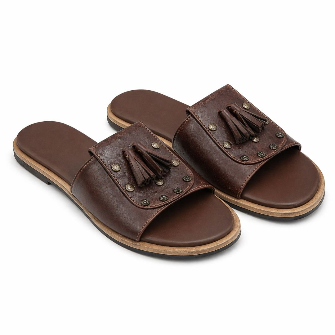 Luxury Designer Slides with Crocodile Embossed Leather