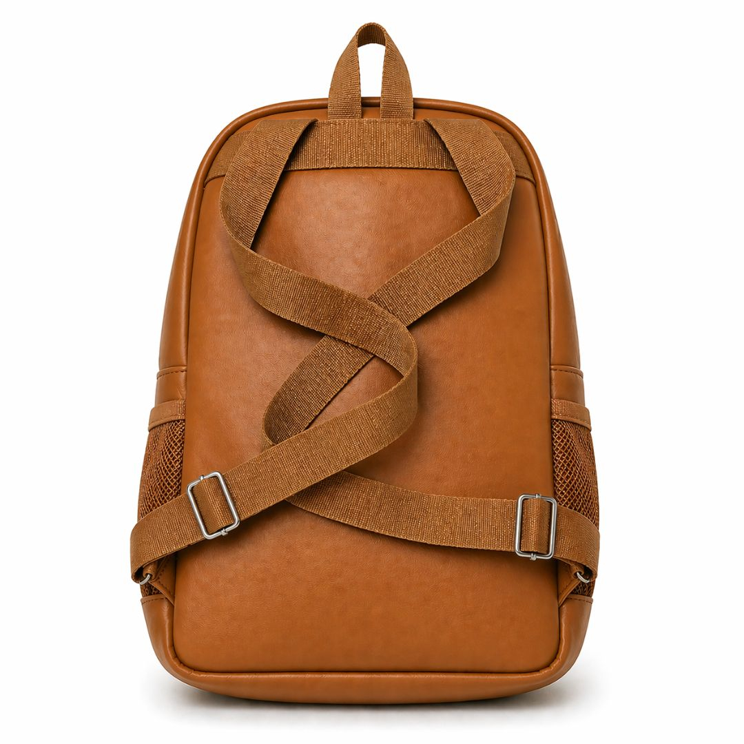 Brown Faux Leather Sling Bag with Embroidered Animal Motif