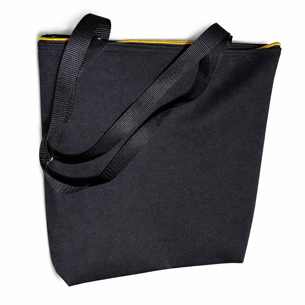 Black Tote Bag with Yellow Accent