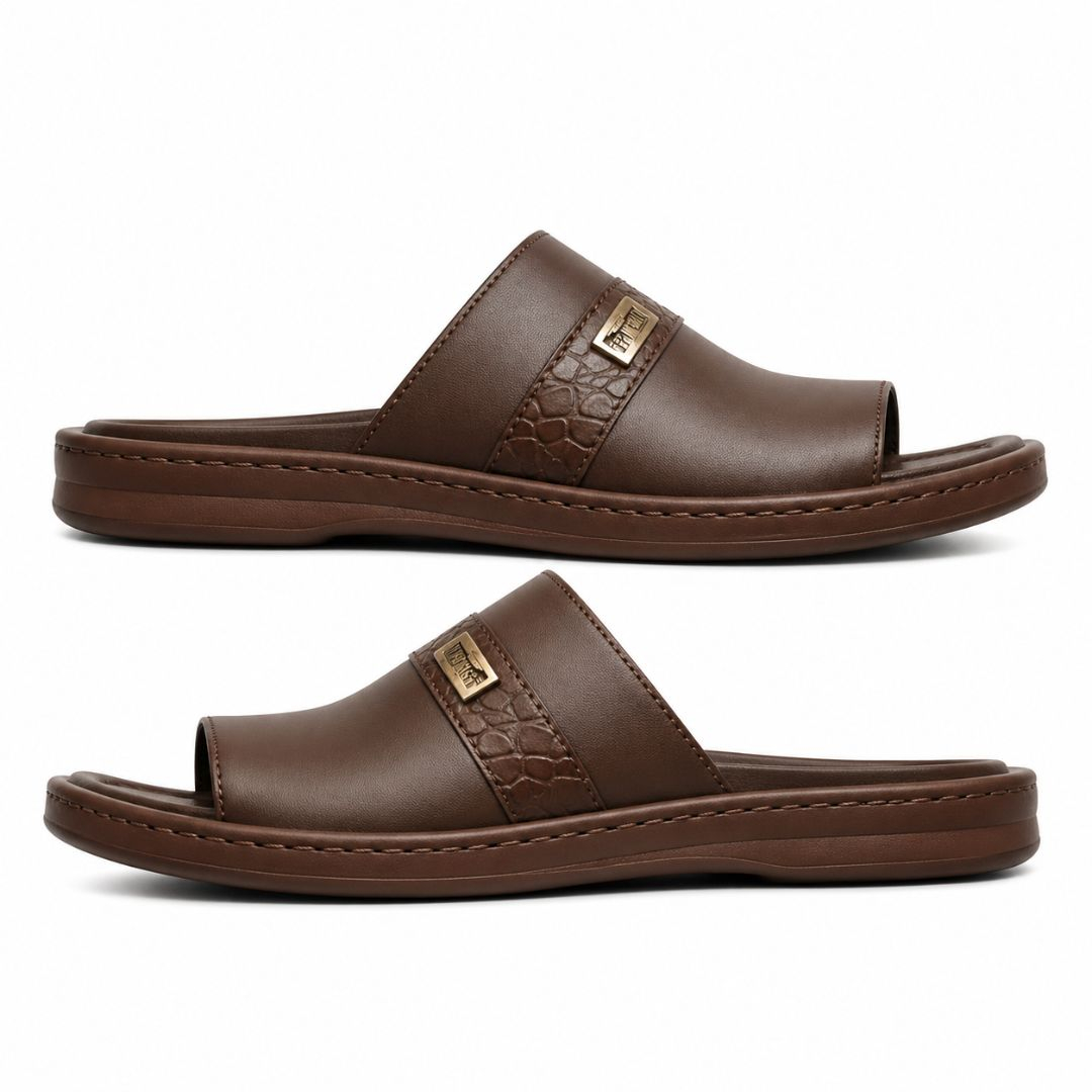 Quality Men leather palm slip on sandals