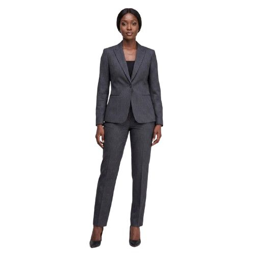 Sophisticated Charcoal Grey Pinstripe Suiting Fabric