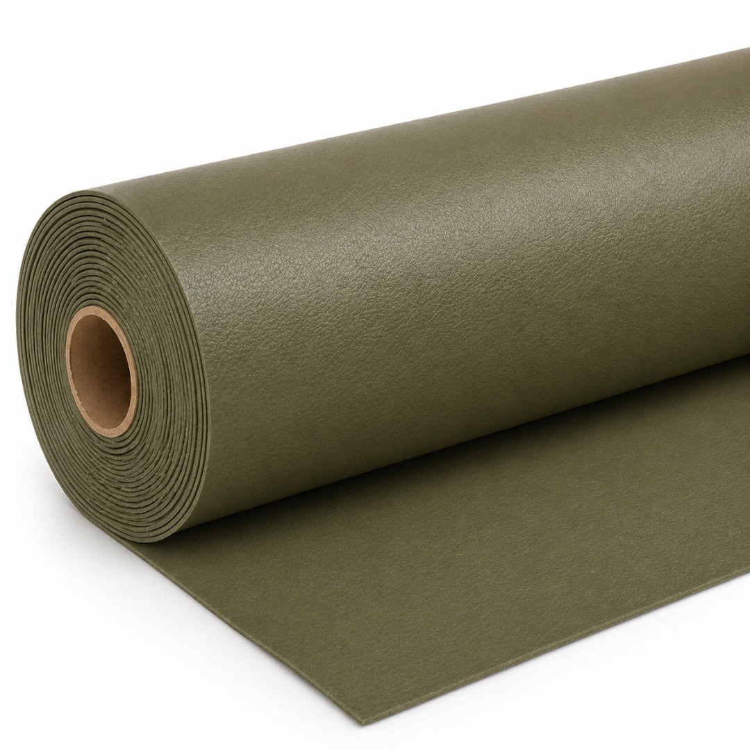 Premium Olive Green Textured Synthetic Leather Fabric