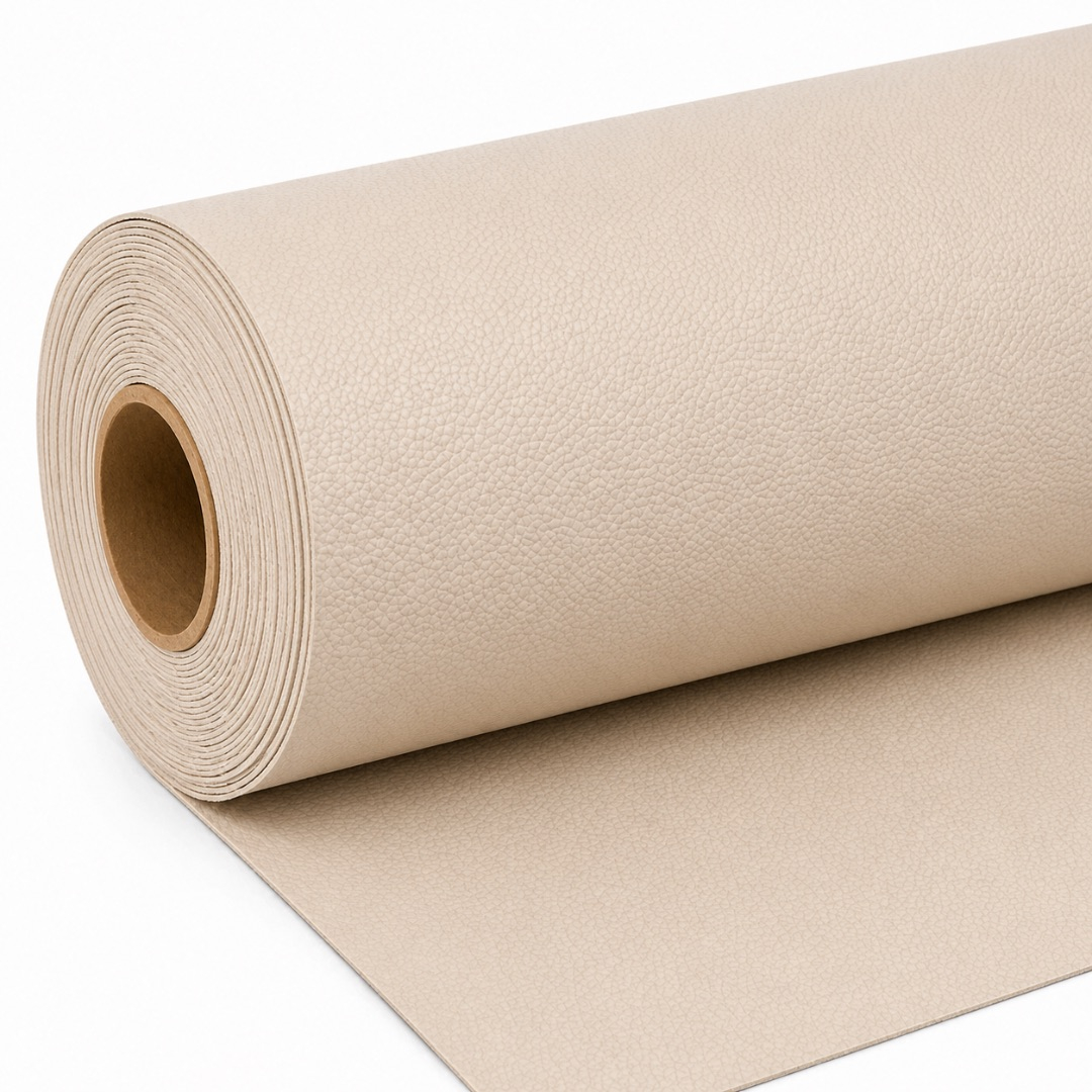 Cream Beige Pebble Grain Synthetic Leather Fabric