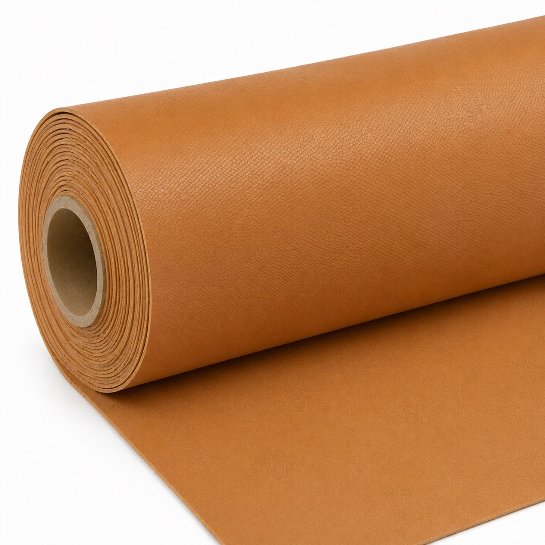 Caramel Brown Micro Texture Synthetic Leather Fabric
