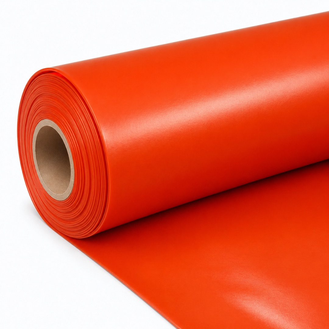 Bright Orange Glossy Synthetic Leather Fabric