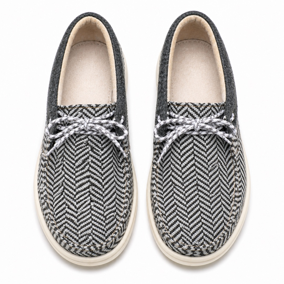 Black and White Patterned Casual  Lace up Loafers