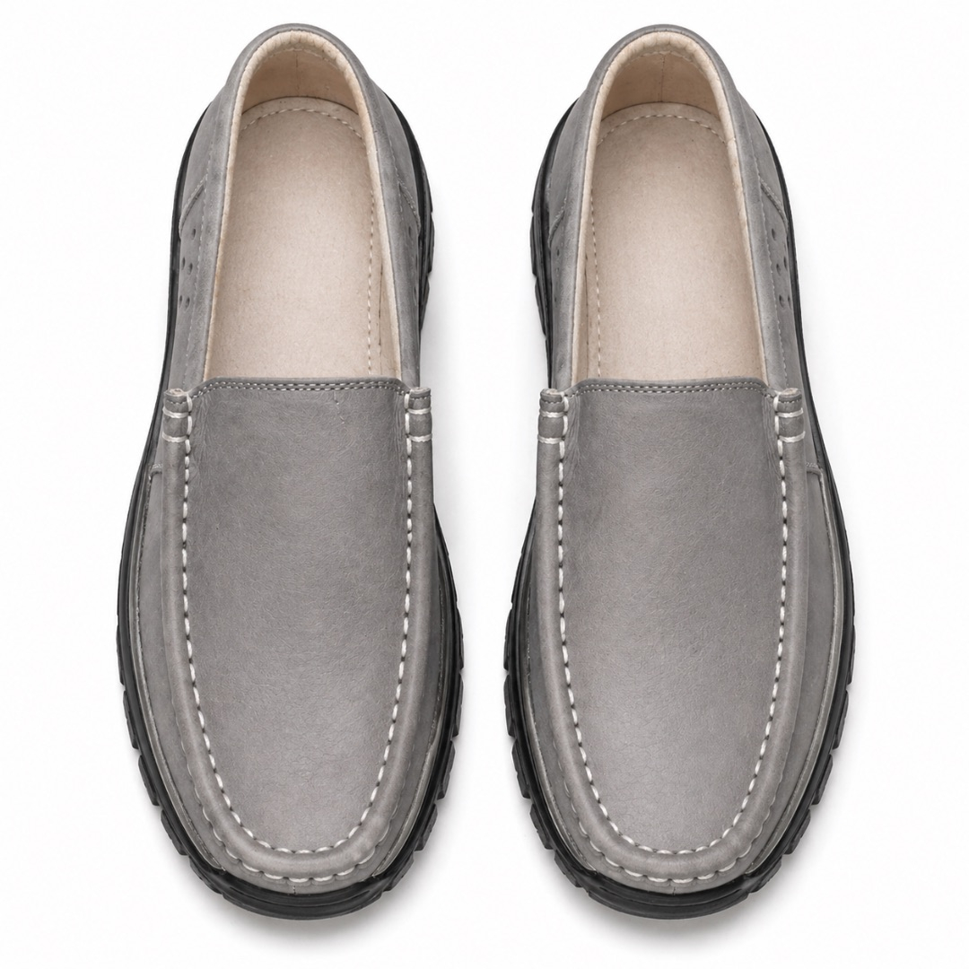 Quality Men Matte Grey Slip On Moccasin Loafers