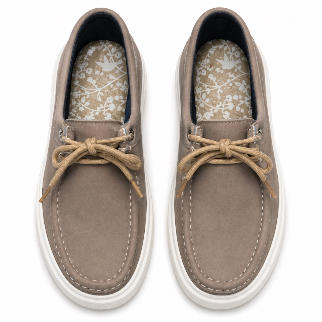 Quality Men Taupe Suede Lace Up Casual Loafers