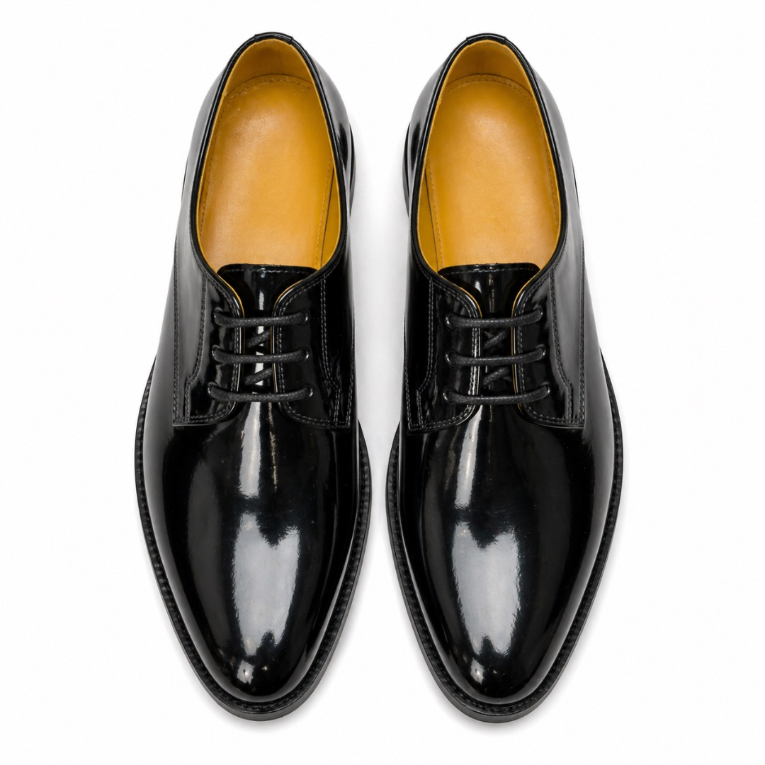 Classic Black Patent Lace up Leather Derby Shoes