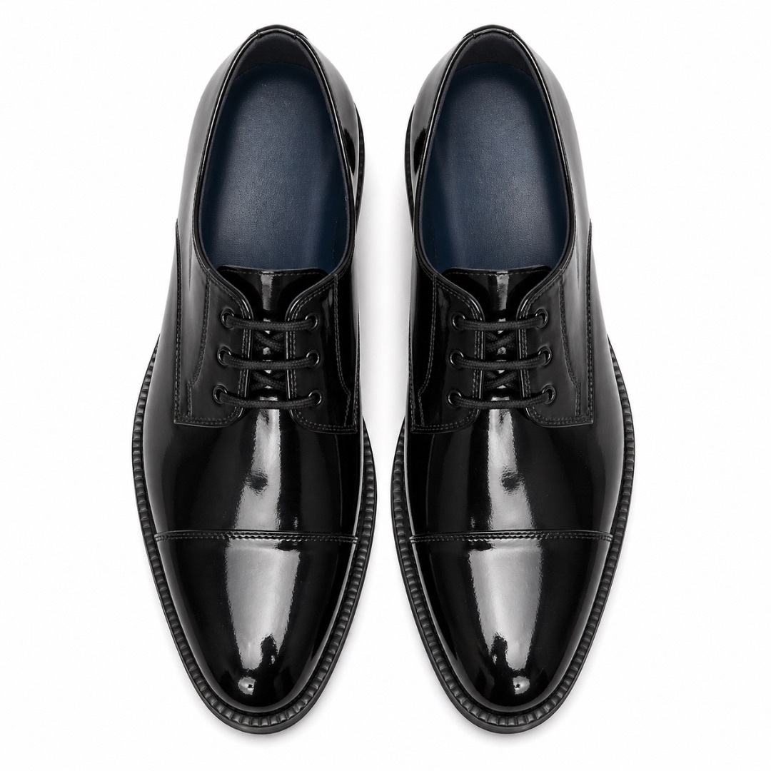 Black Patent Cap Toe Oxford Shoes