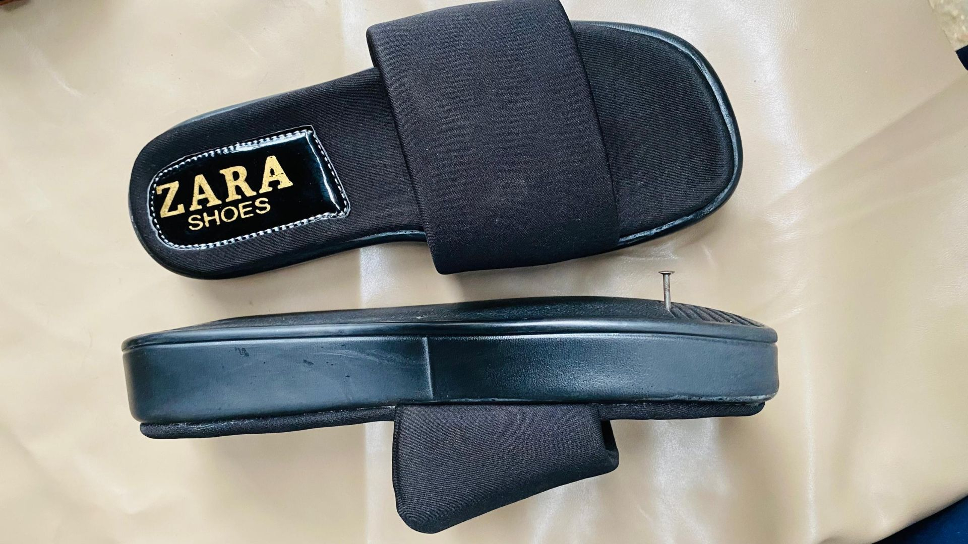 Minimalist Black Wide Strap Slide Sandals