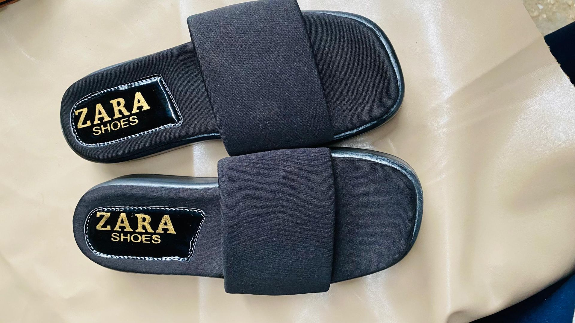 Minimalist Black Wide Strap Slide Sandals