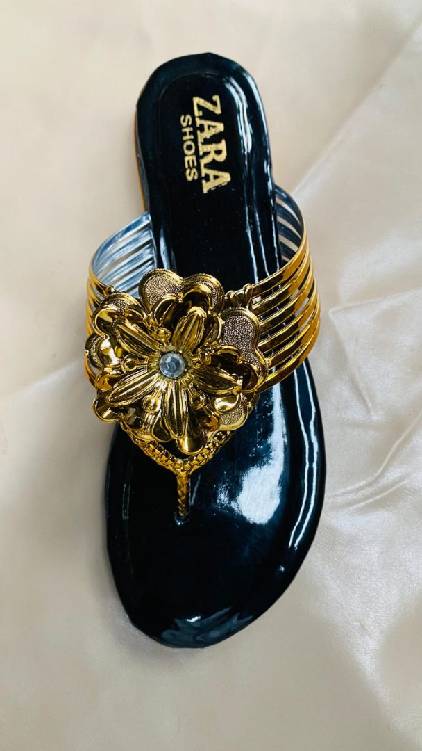 Gold Floral Ornament Thong Sandals