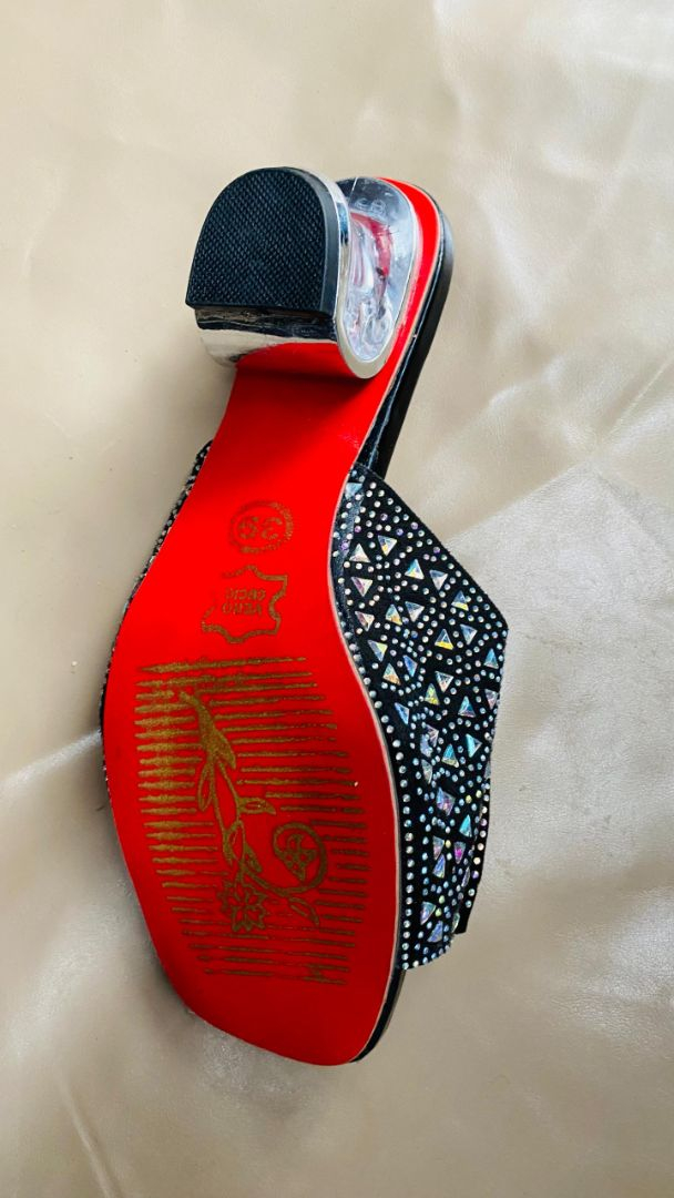 Crystal Embellished Bow Detail Wedge Mules