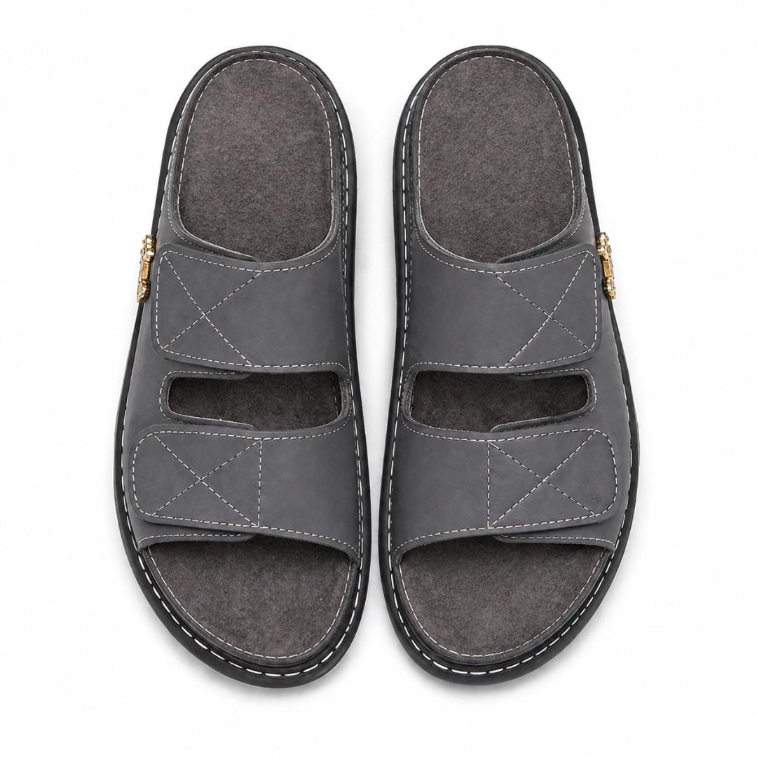 Premium Grey Dual Adjustable Strap Comfort Slides