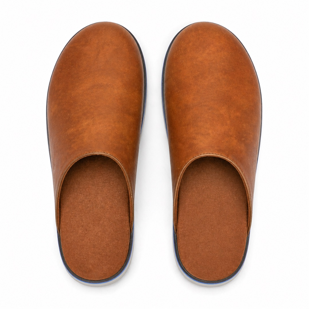 Premium Brown Leather Mule Slides